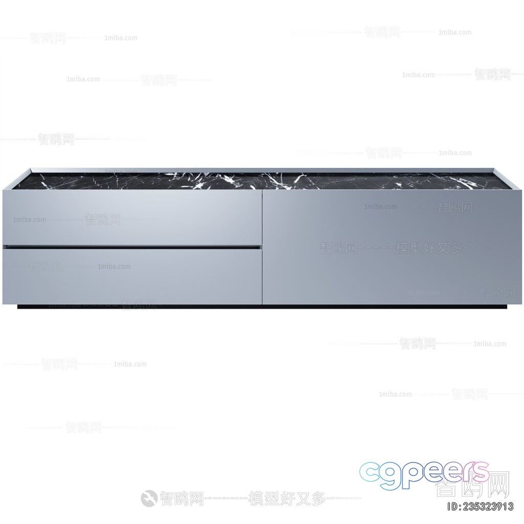 Modern Grey Cabinet With Drawer 3D Model - 18662 - VRAY Render