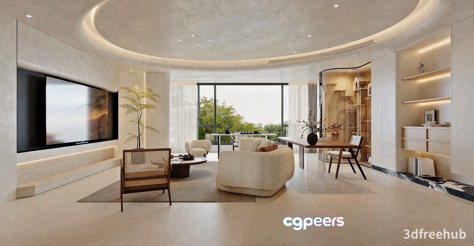 Modern Living Room 3D Model - 21200 - VRAY Render