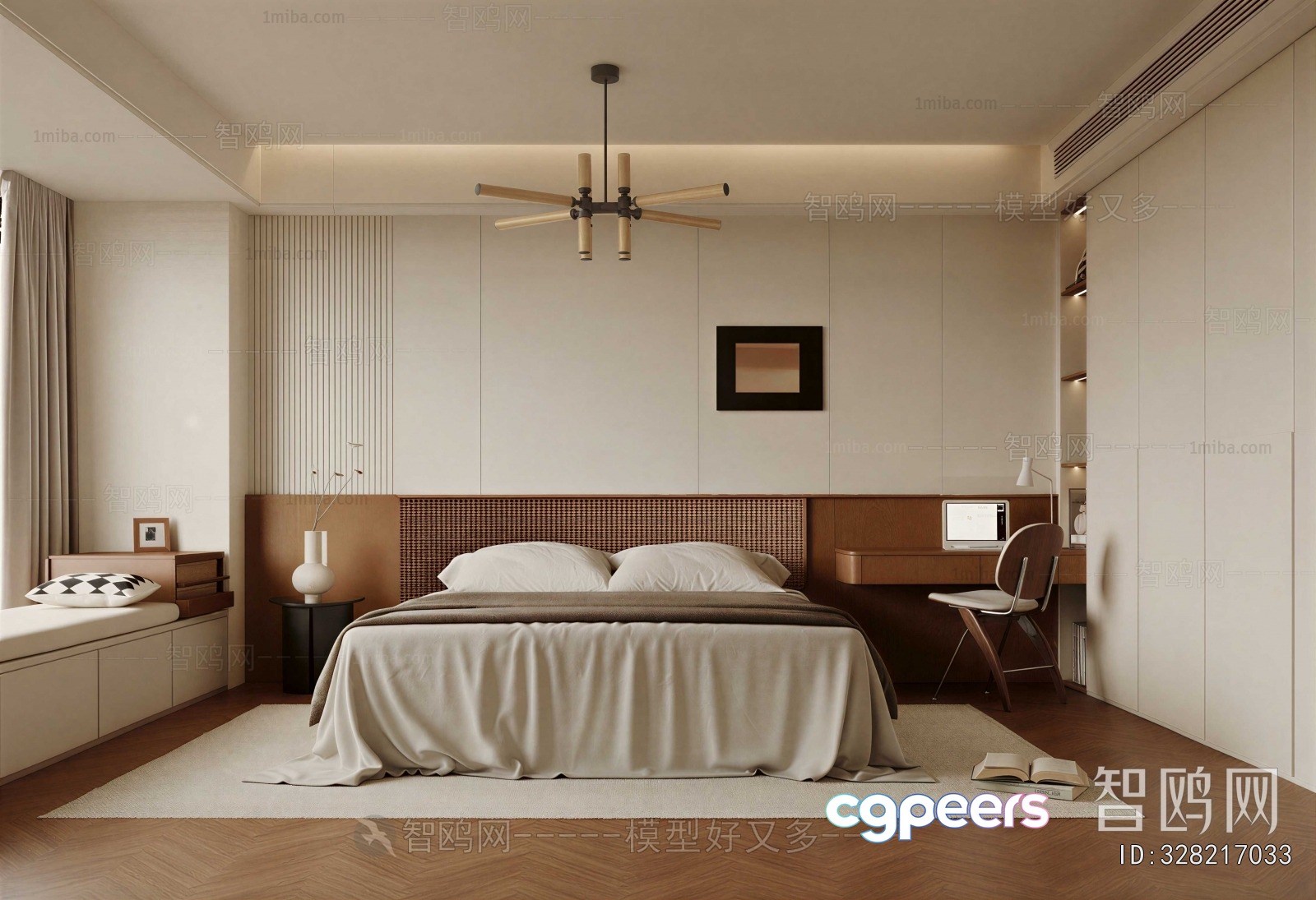 A Modern Bedroom 3D Model - 4075 - VRAY Render
