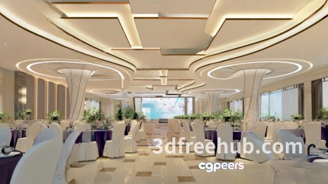 Modern Banquet Hall 3D Model - 22408 - VRAY Render