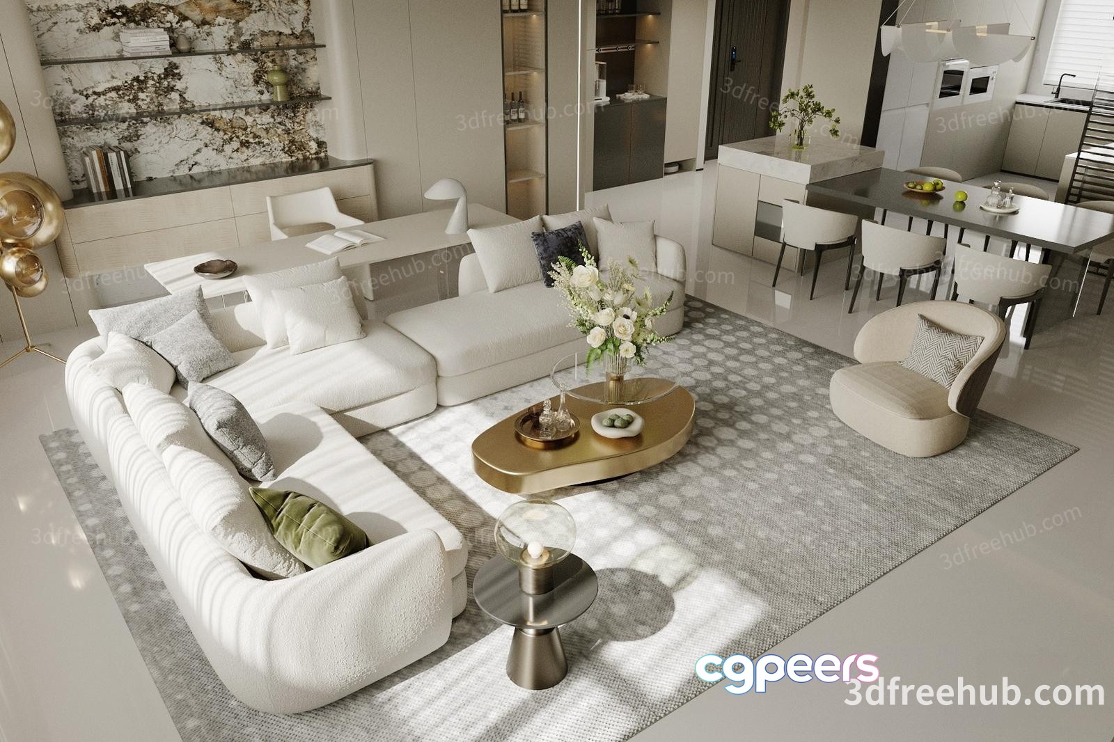 Modern Living Room 3D Model - 21087 - VRAY Render