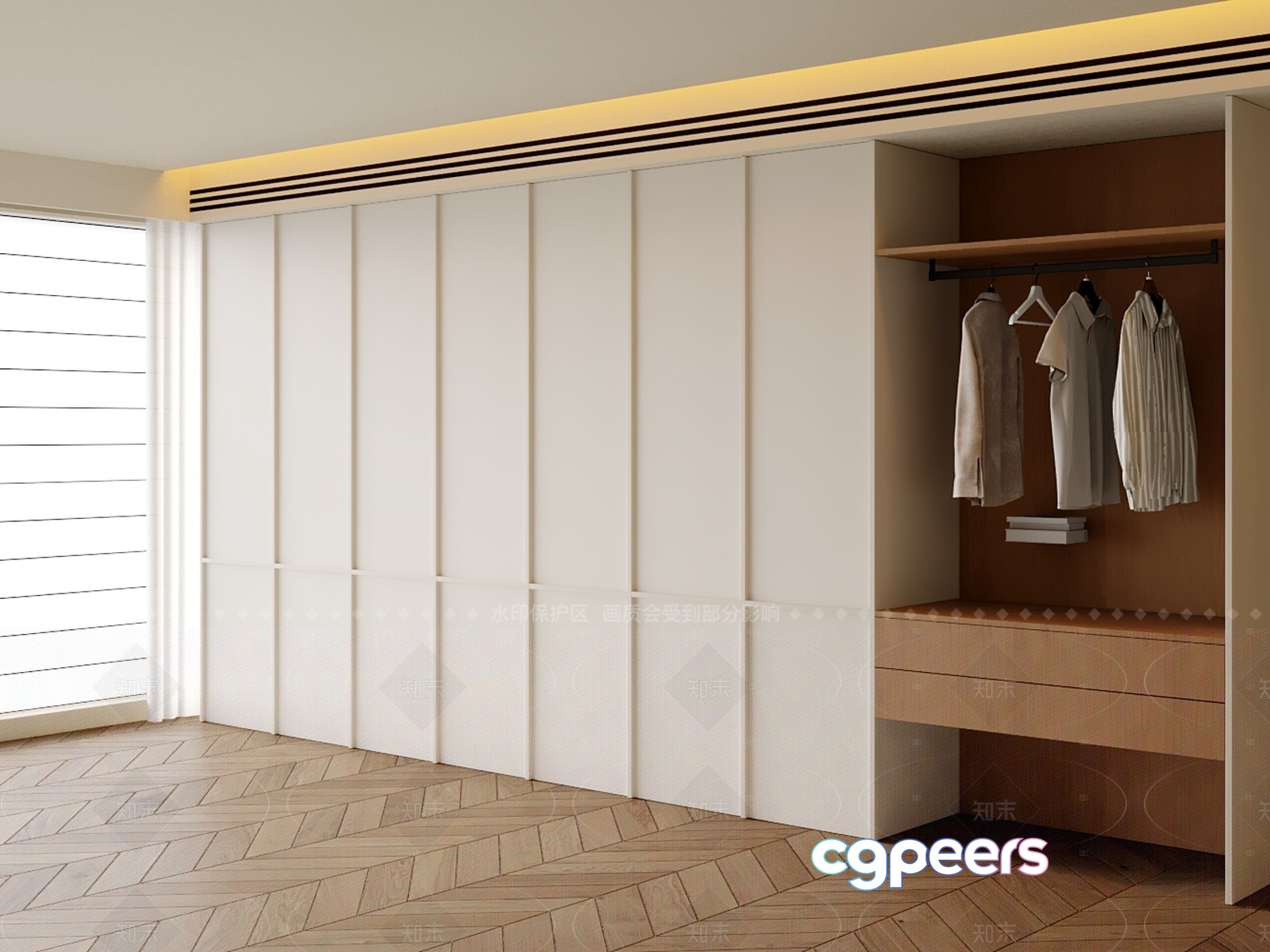 Modern Sliding Wardrobe 3D Model - 19059 - CORONA Render Modern Sliding Wardrobe 3D Model - 19059 - CORONA Render