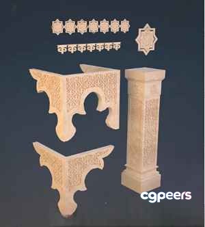 A Beige Stone Column 3D Model - 19648 - VRAY Render