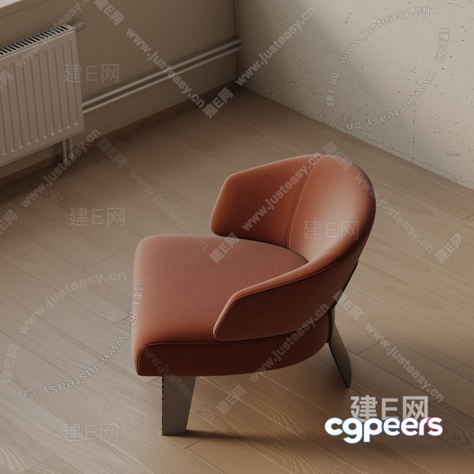 A Brown Chair In A Room 3D Model - 2229 - VRAY Render