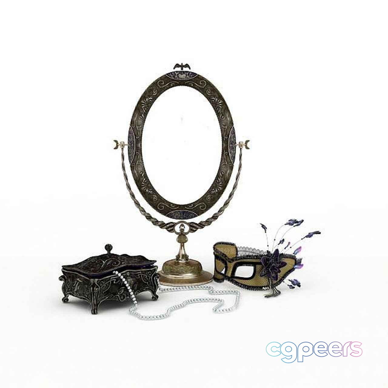A Vintage Mirror 3D Model - 7018 - VRAY Render A Vintage Mirror 3D Model - 7018 - VRAY Render