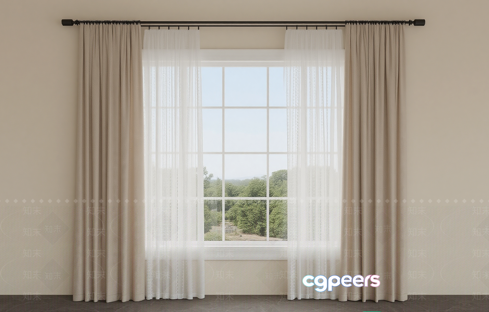 White Curtains 3D Model - 20752 - VRAY Render