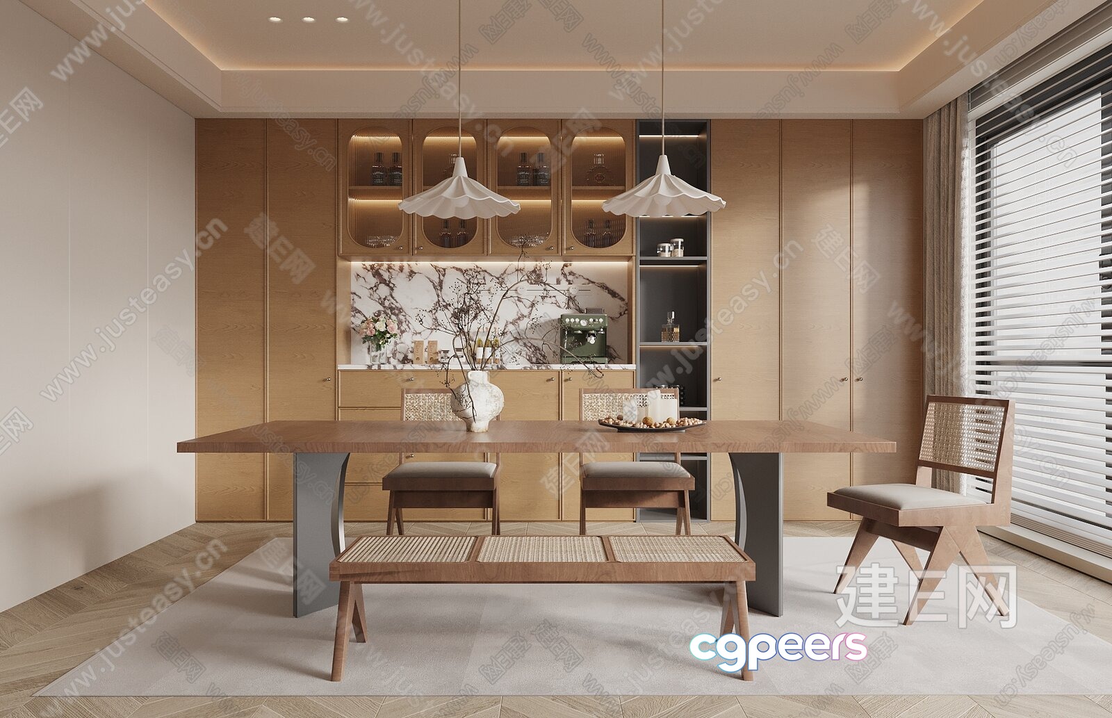 A Dining Room With A Table And Chairs 3D Model - 21719 - VRAY Render A Dining Room With A Table And Chairs 3D Model - 21719 - VRAY Render