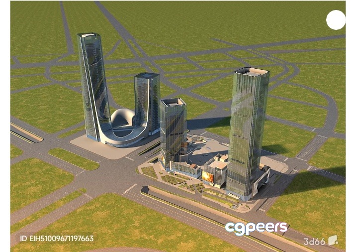 A 3D Rendering Of A Cityscape 3D Model - 3070 - VRAY Render A 3D Rendering Of A Cityscape 3D Model - 3070 - VRAY Render