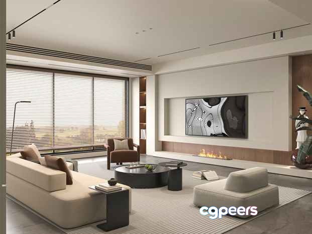 Modern Living Room 3D Model - 5669 - VRAY Render Modern Living Room 3D Model - 5669 - VRAY Render