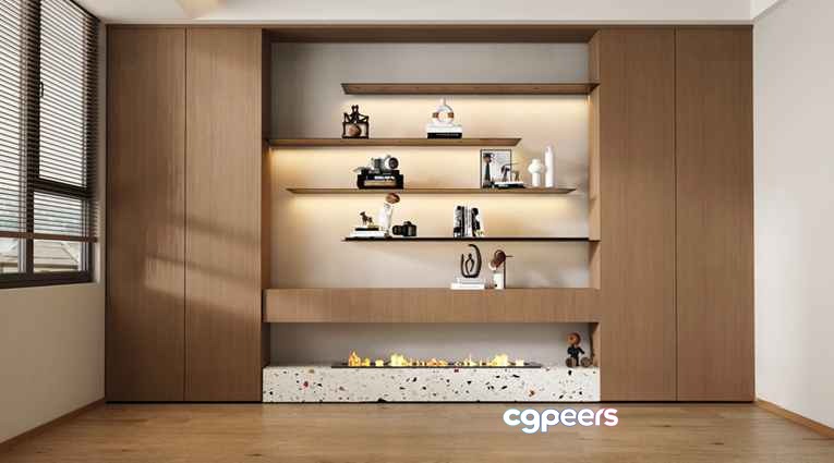Modern Shelving Unit 3D Model - 23398 - VRAY Render