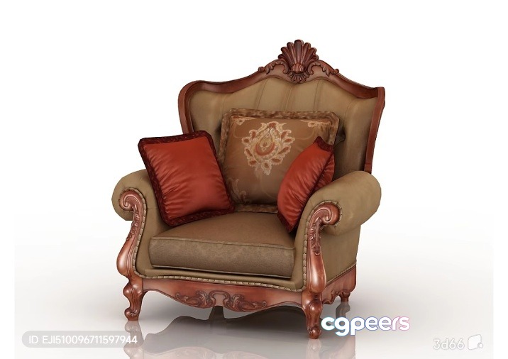 A Beige Armchair 3D Model - 5285 - VRAY Render