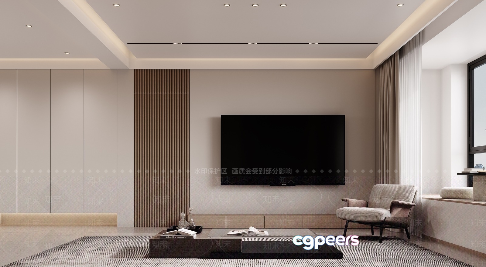 Modern Living Room 3D Model - 4329 - VRAY Render