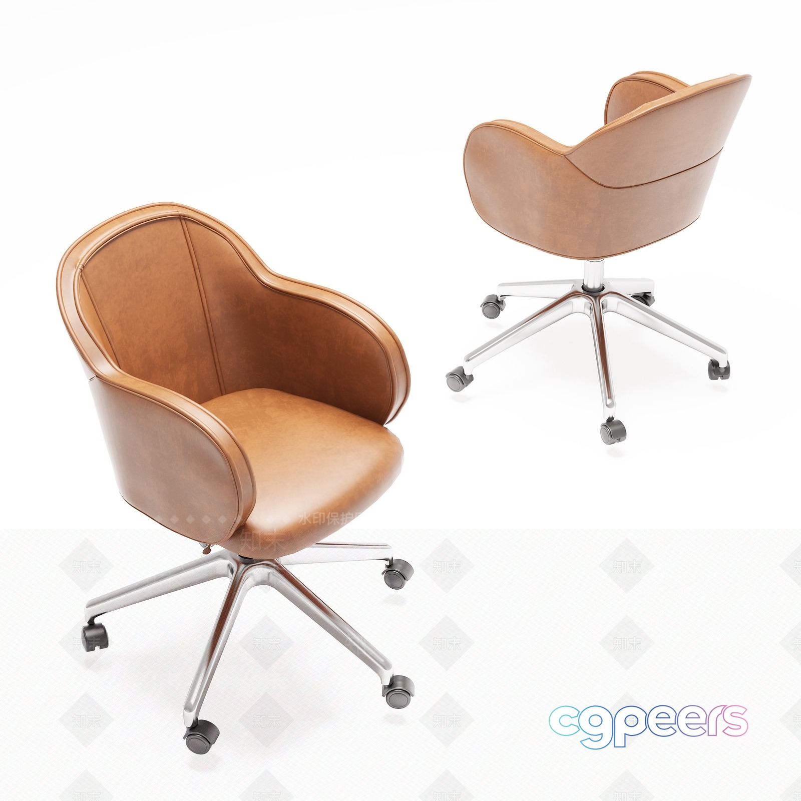 Brown Leather Chair 3D Model - 18645 - VRAY Render