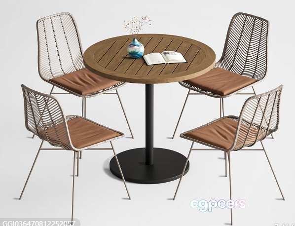 A Table And Four Chairs 3D Model - 5593 - VRAY Render