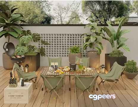Outdoor Furniture Set 3D Model - 8471 - VRAY Render