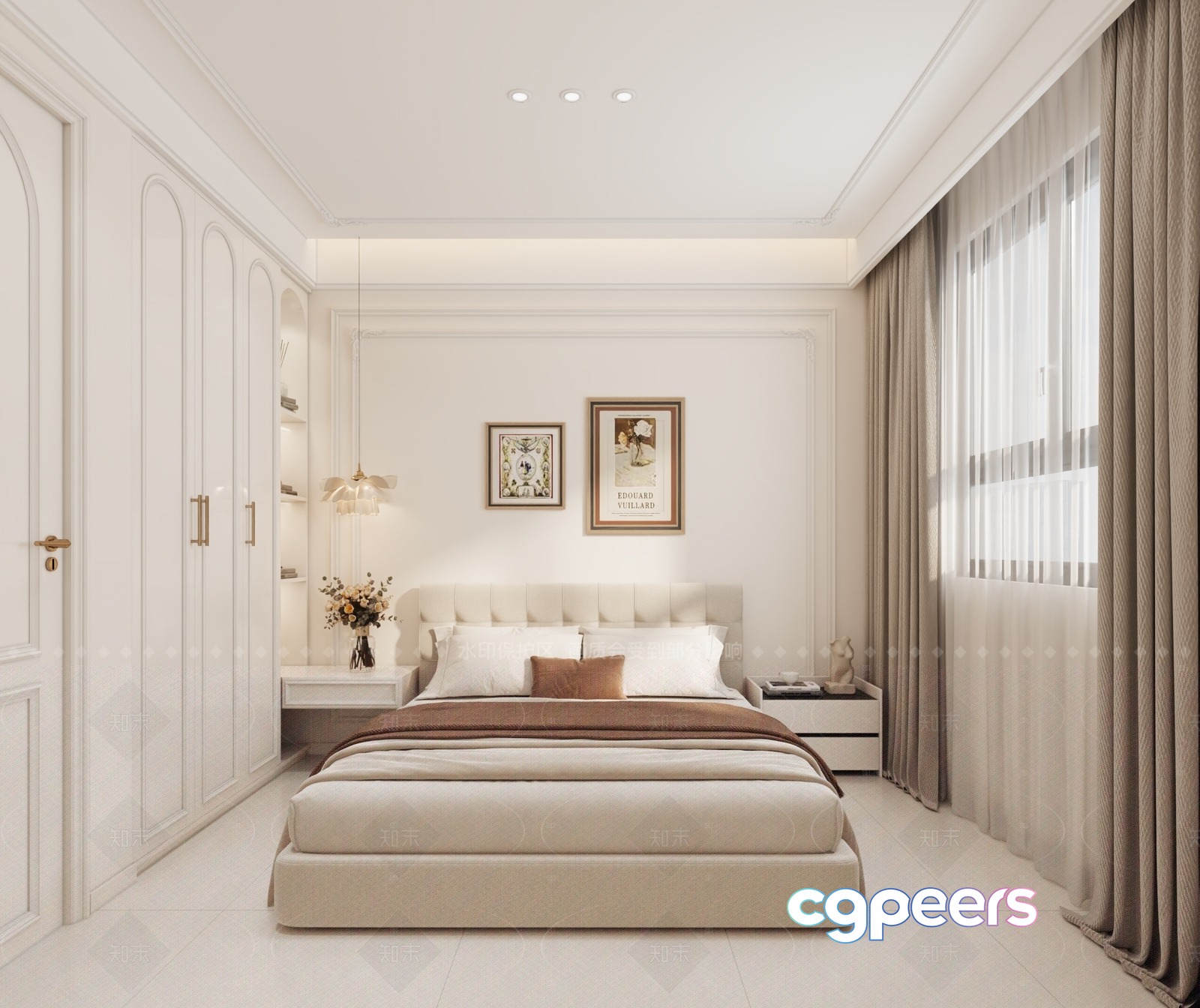 Cozy White Bedroom 3D Model - 19572 - VRAY Render Cozy White Bedroom 3D Model - 19572 - VRAY Render