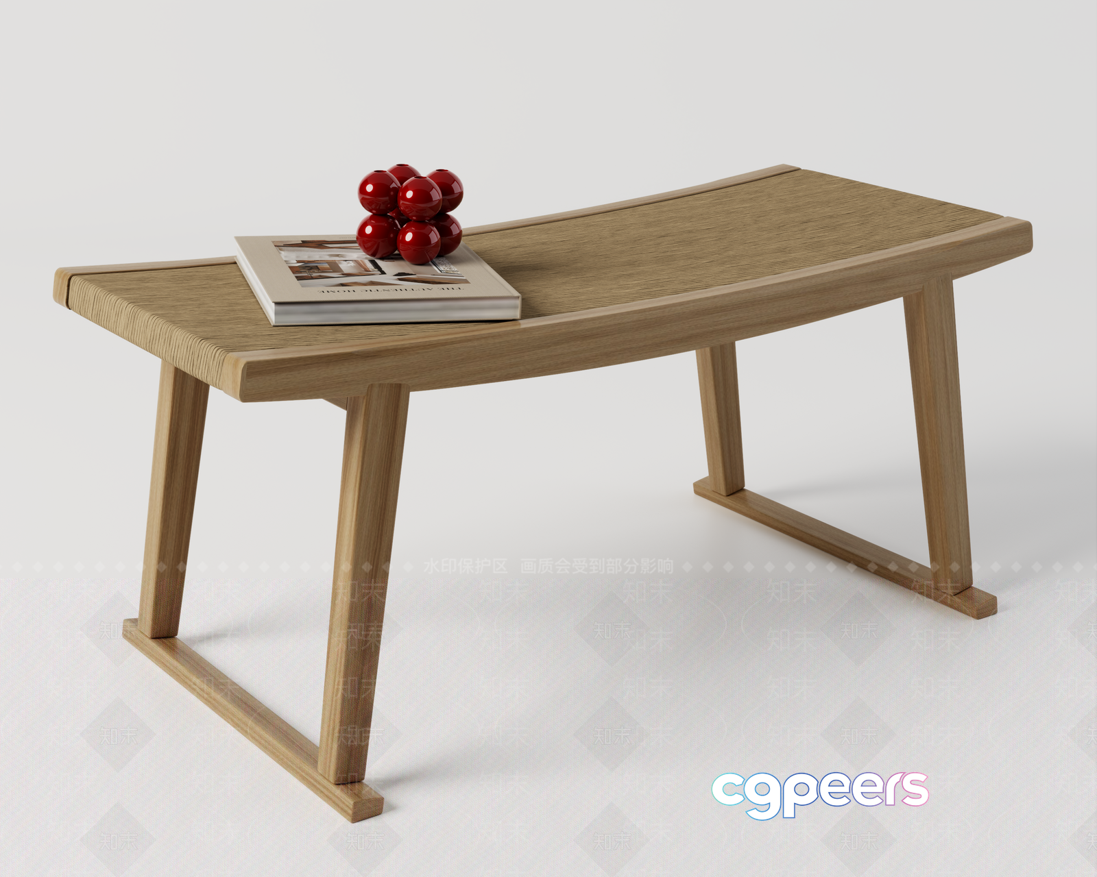 A Wooden Coffee Table 3D Model - 1940 - VRAY Render