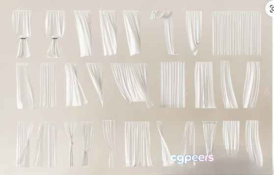 White Drapery Panels 3D Model - 12135 - VRAY Render