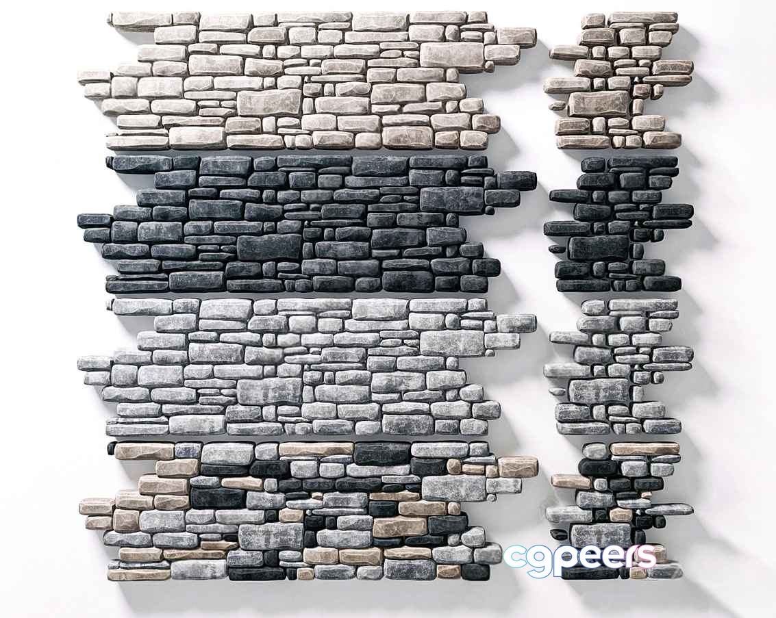 Gray Stone Wall 3D Model - 1953 - VRAY Render