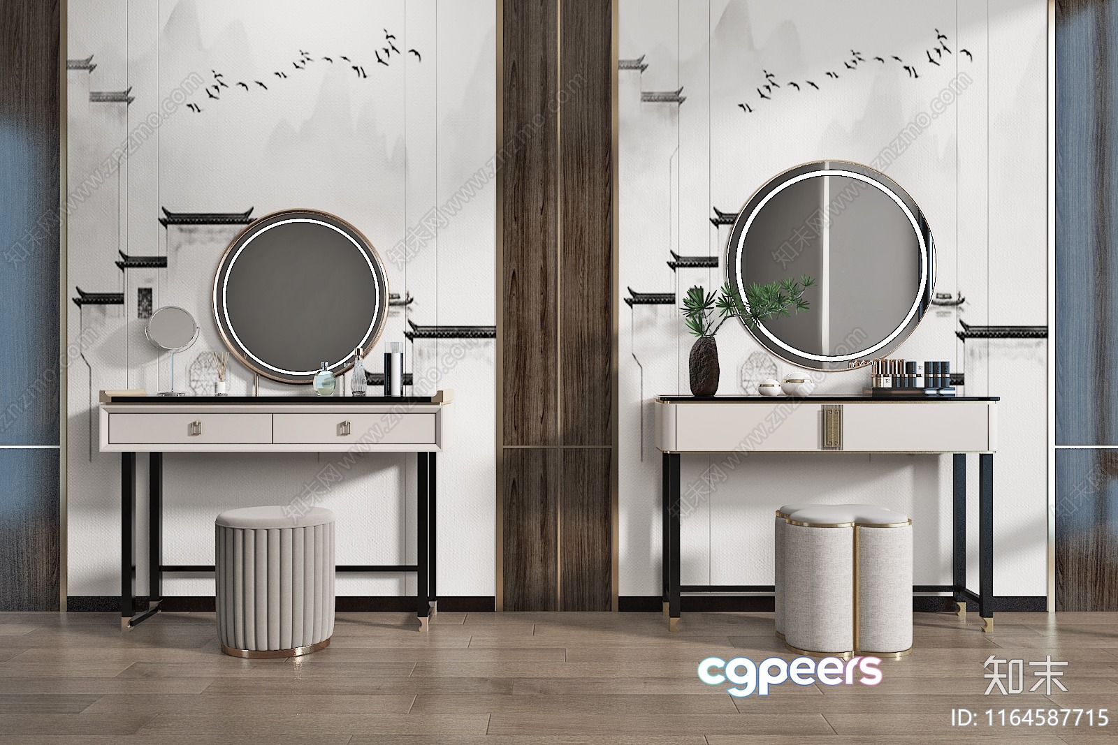 Modern Makeup Vanity 3D Model - 8612 - VRAY Render Modern Makeup Vanity 3D Model - 8612 - VRAY Render