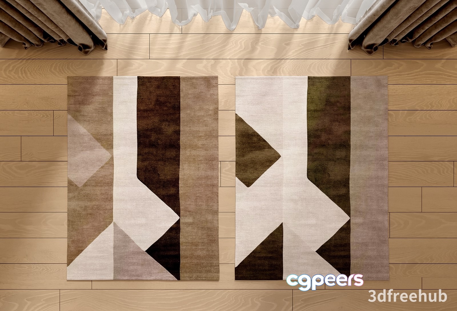 Brown And White Rug 3D Model - 19581 - VRAY Render