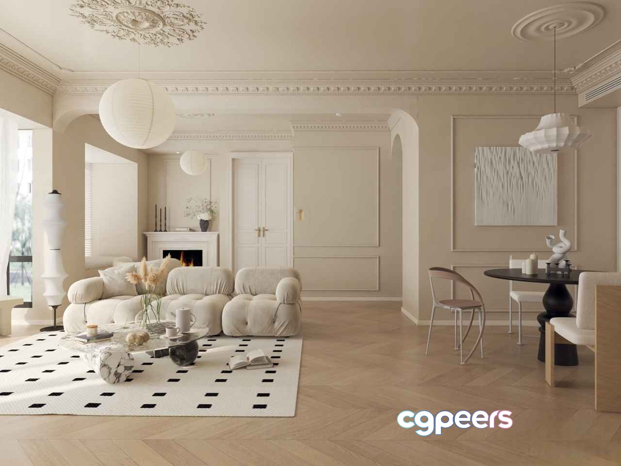 Modern Living Room 3D Model - 5119 - VRAY Render