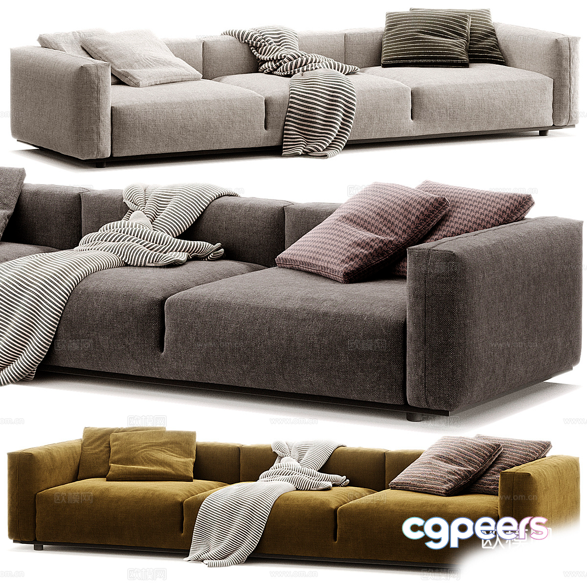 The Image Features A Modern Sofa 3D Model - 12235 - VRAY Render