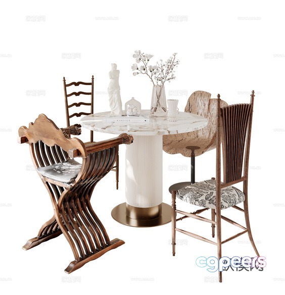 A Dining Table With Chairs 3D Model - 630 - CORONA Render A Dining Table With Chairs 3D Model - 630 - CORONA Render