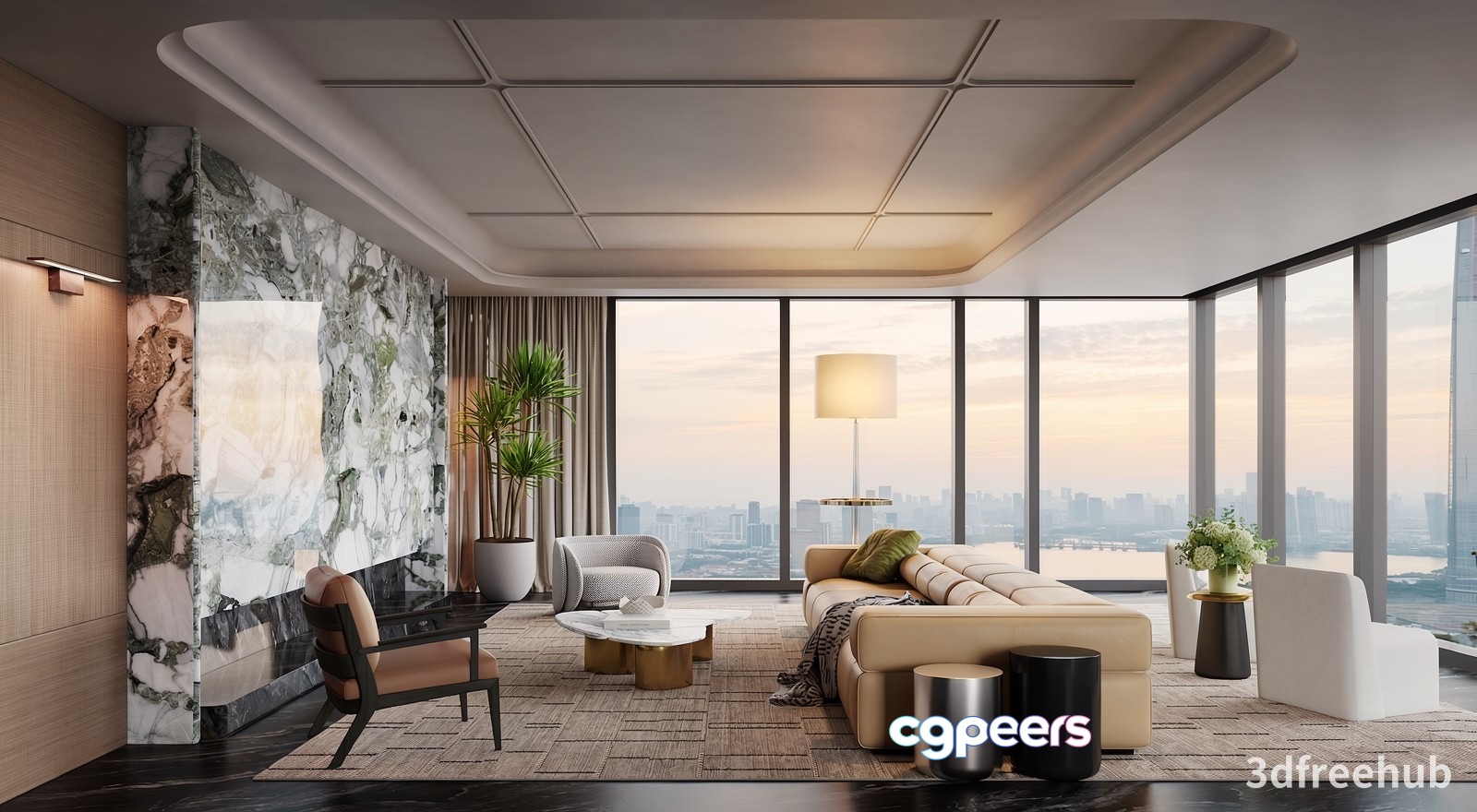 Modern Living Room 3D Model - 22860 - VRAY Render