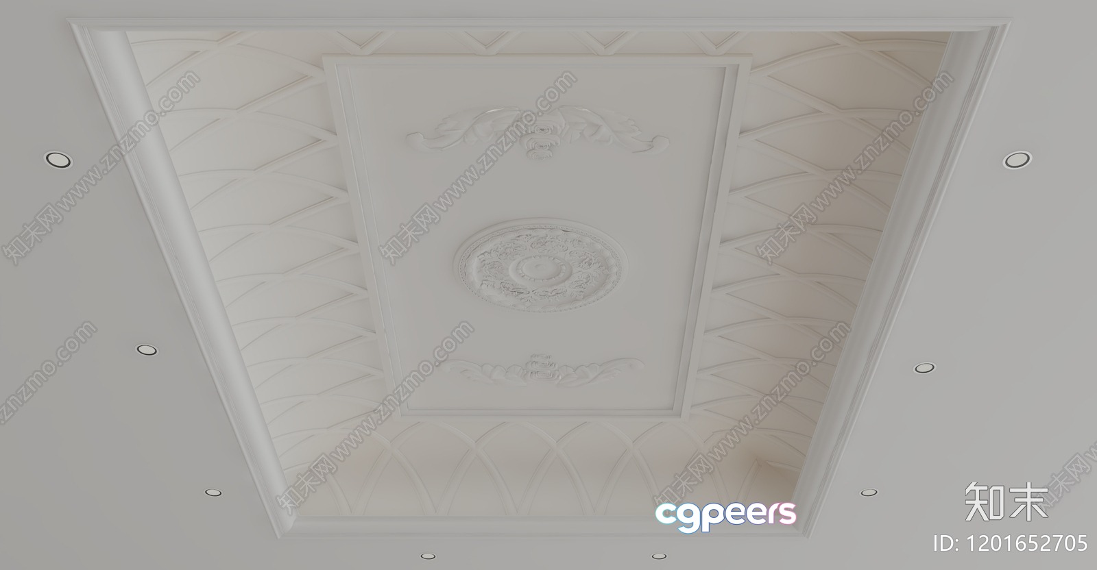 A White Ceiling With A Decorative Design 3D Model - 4142 - VRAY Render A White Ceiling With A Decorative Design 3D Model - 4142 - VRAY Render