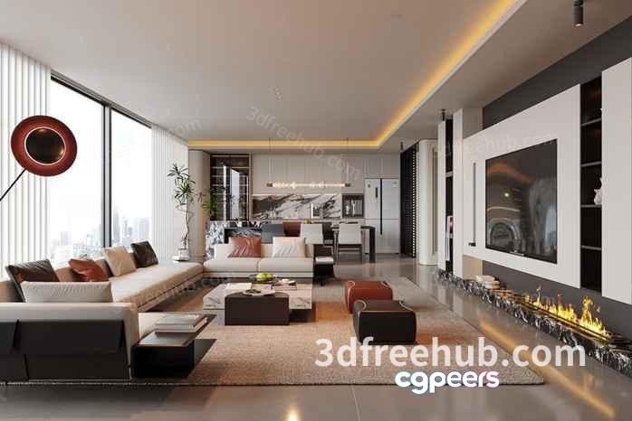 Modern Living Room 3D Model - 22964 - VRAY Render