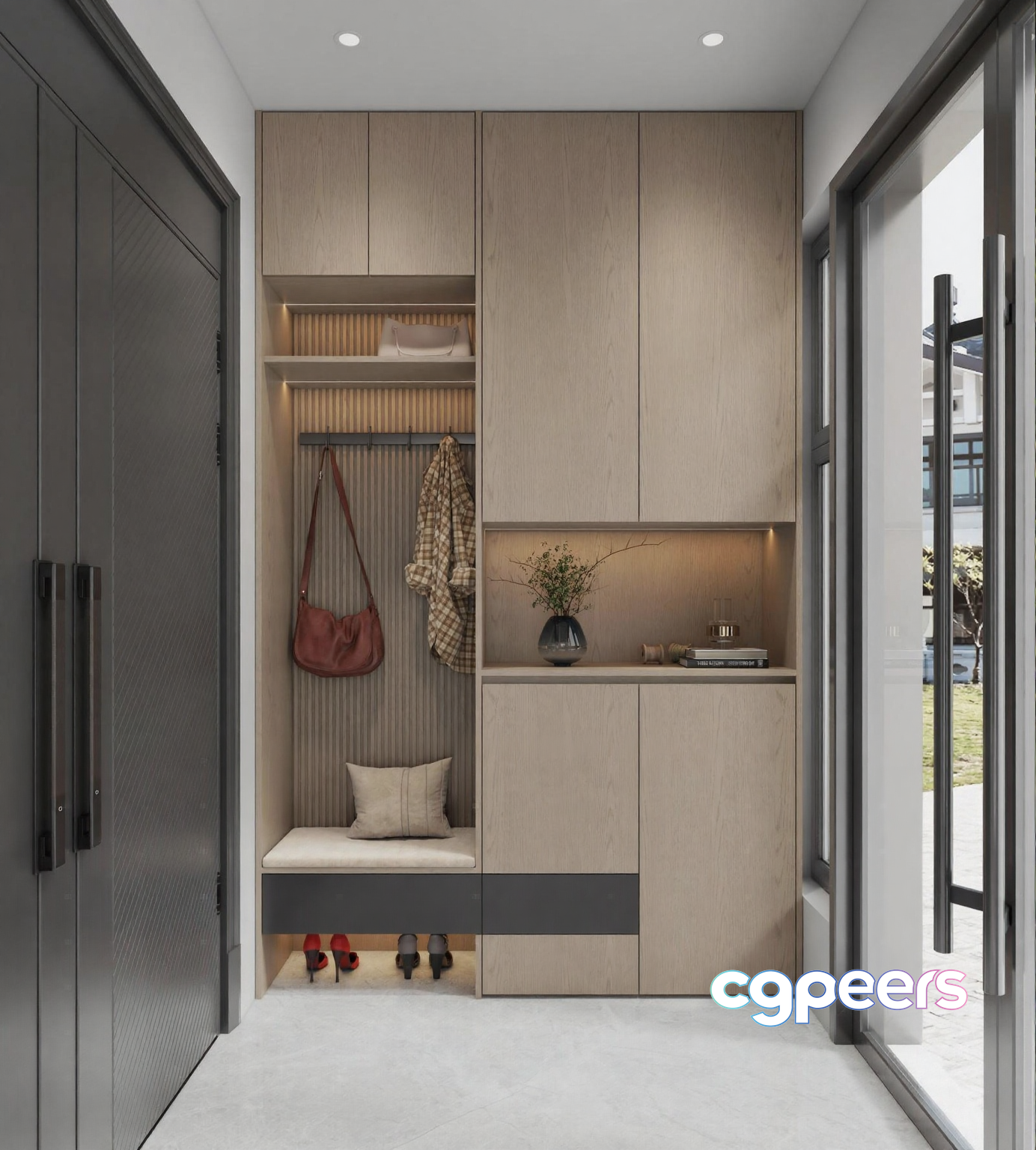 Modern Entryway With Built-In Storage 3D Model - 16831 - VRAY Render