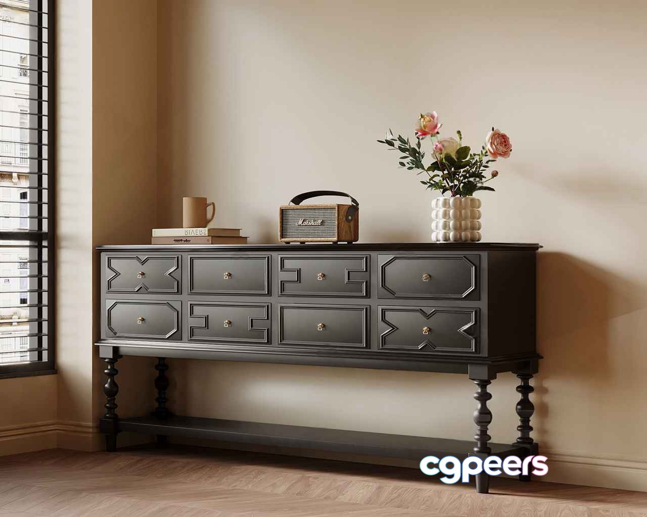A Dark Grey Dresser 3D Model - 15687 - VRAY Render A Dark Grey Dresser 3D Model - 15687 - VRAY Render