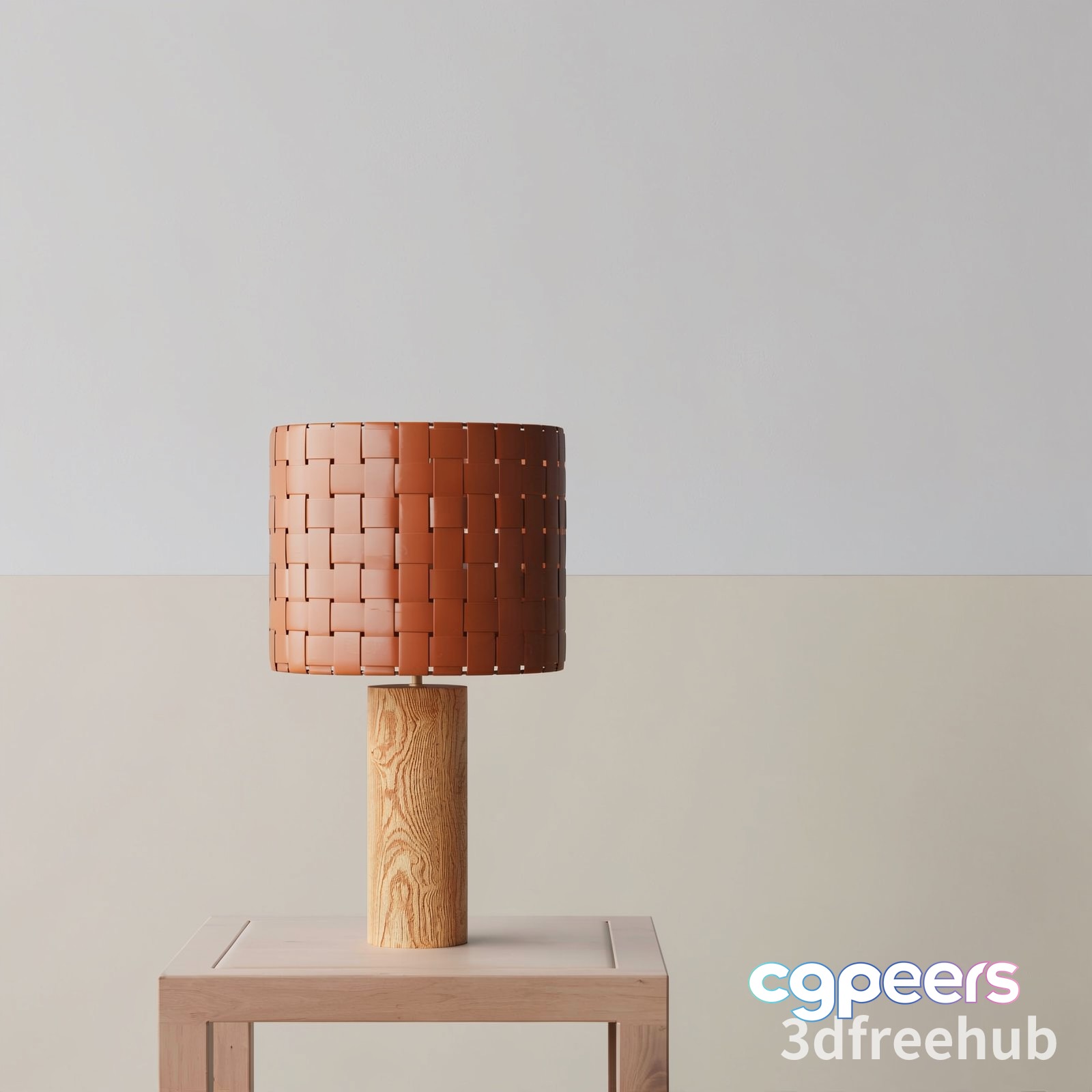 Wooden Lamp With A Woven Shade 3D Model - 21596 - VRAY Render