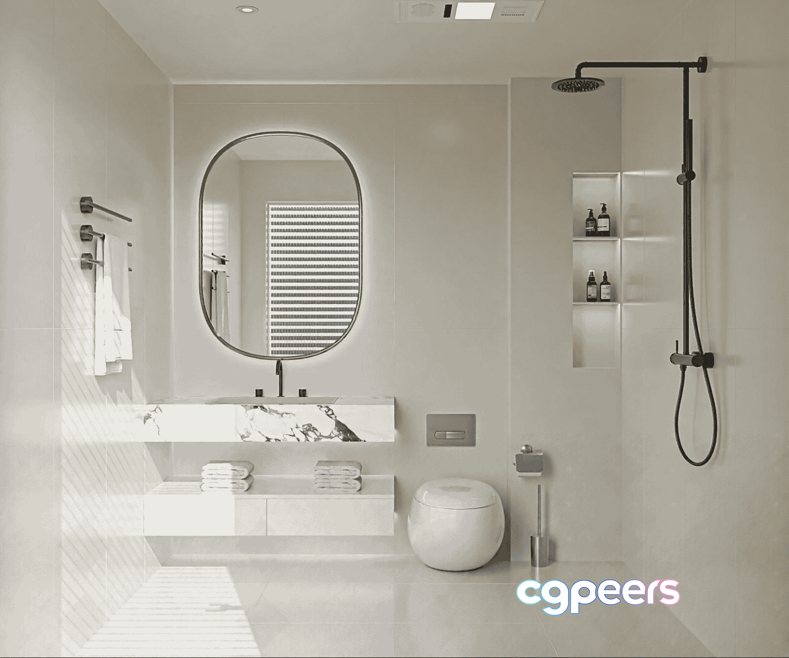Modern Bathroom Interior 3D Model - 18165 - VRAY Render