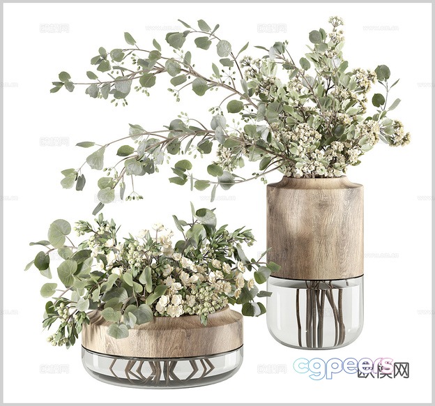 Wooden Flower Vases 3D Model - 3649 - CORONA Render