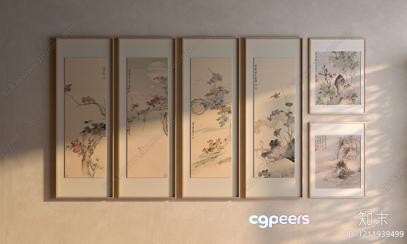 A Collection Of Framed Chinese Art Pieces 3D Model - 2794 - VRAY Render