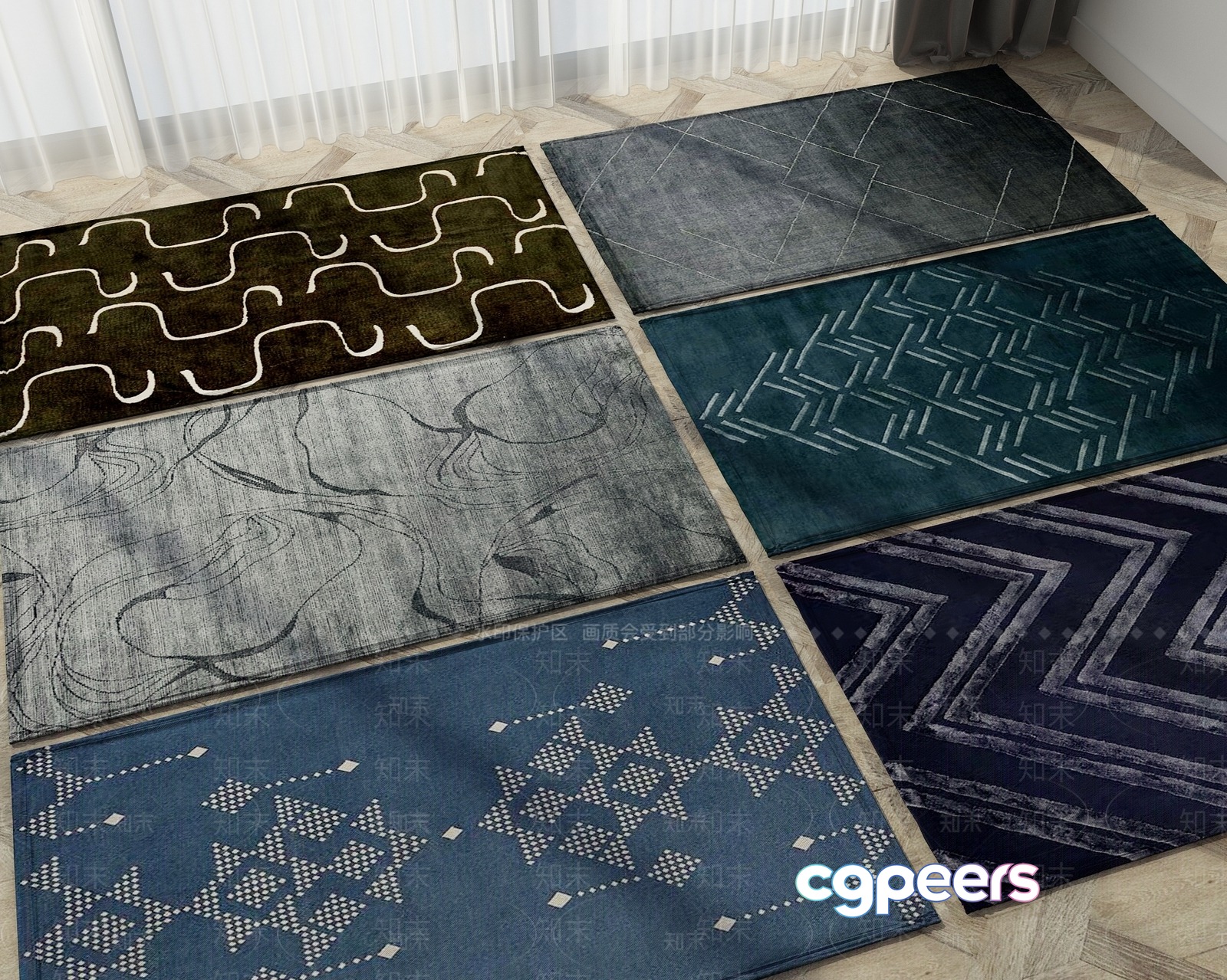 A Collection Of Rugs With Various Patterns 3D Model - 11856 - VRAY Render