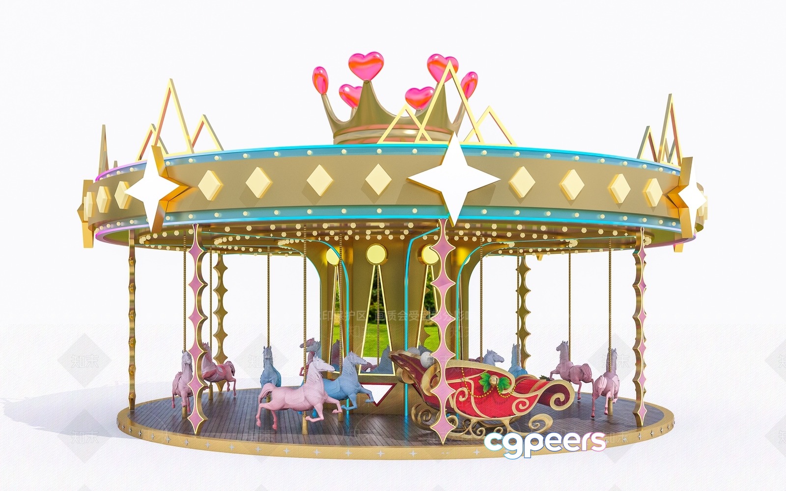 A Carousel With Horses 3D Model - 8388 - VRAY Render A Carousel With Horses 3D Model - 8388 - VRAY Render