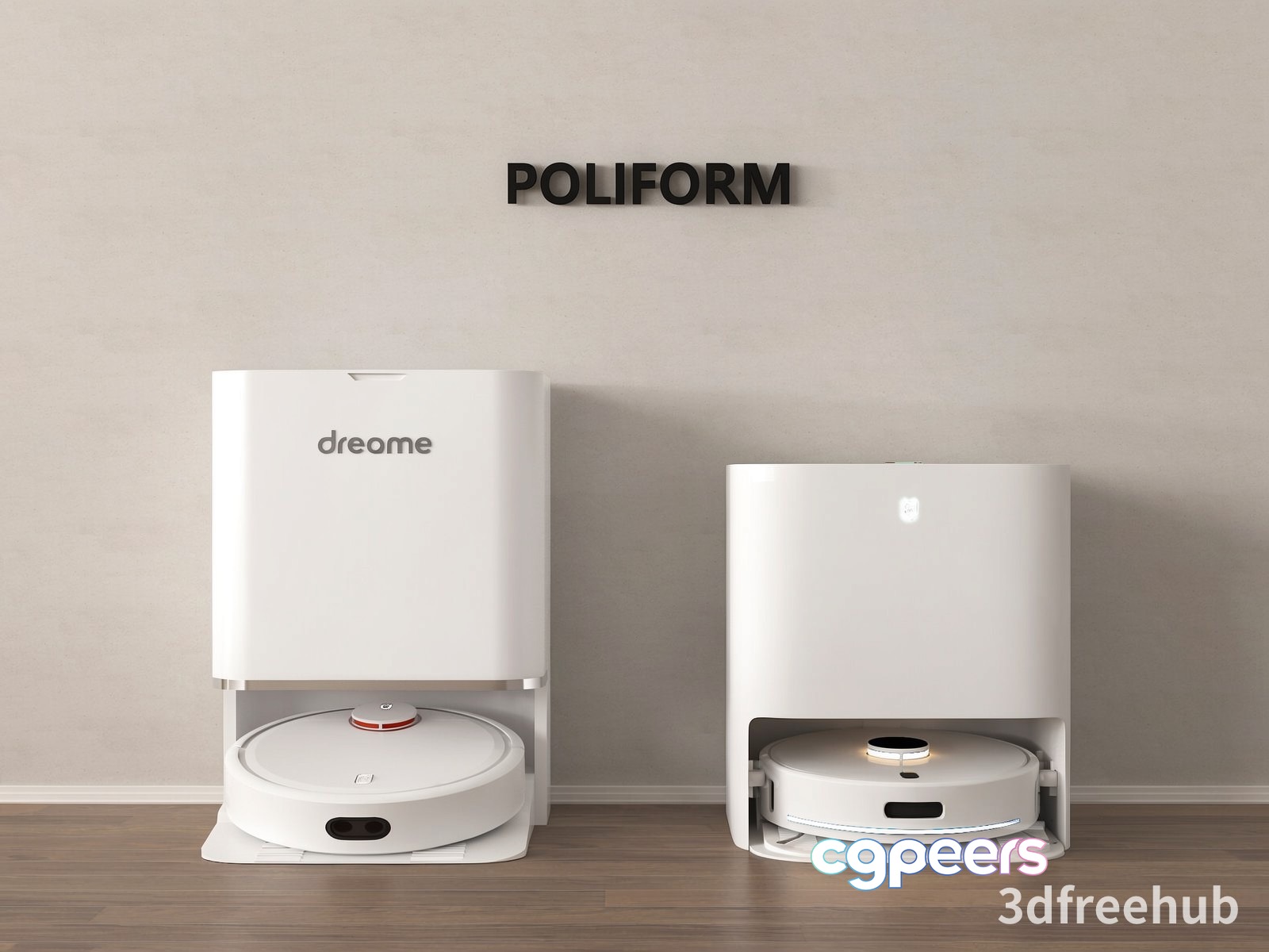 Modern White Robot Vacuum Cleaners 3D Model - 20508 - VRAY Render