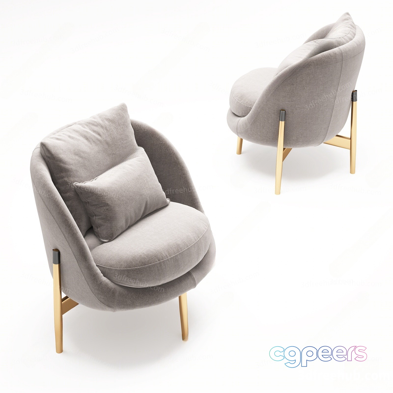 Grey Accent Chair 3D Model - 20590 - VRAY Render