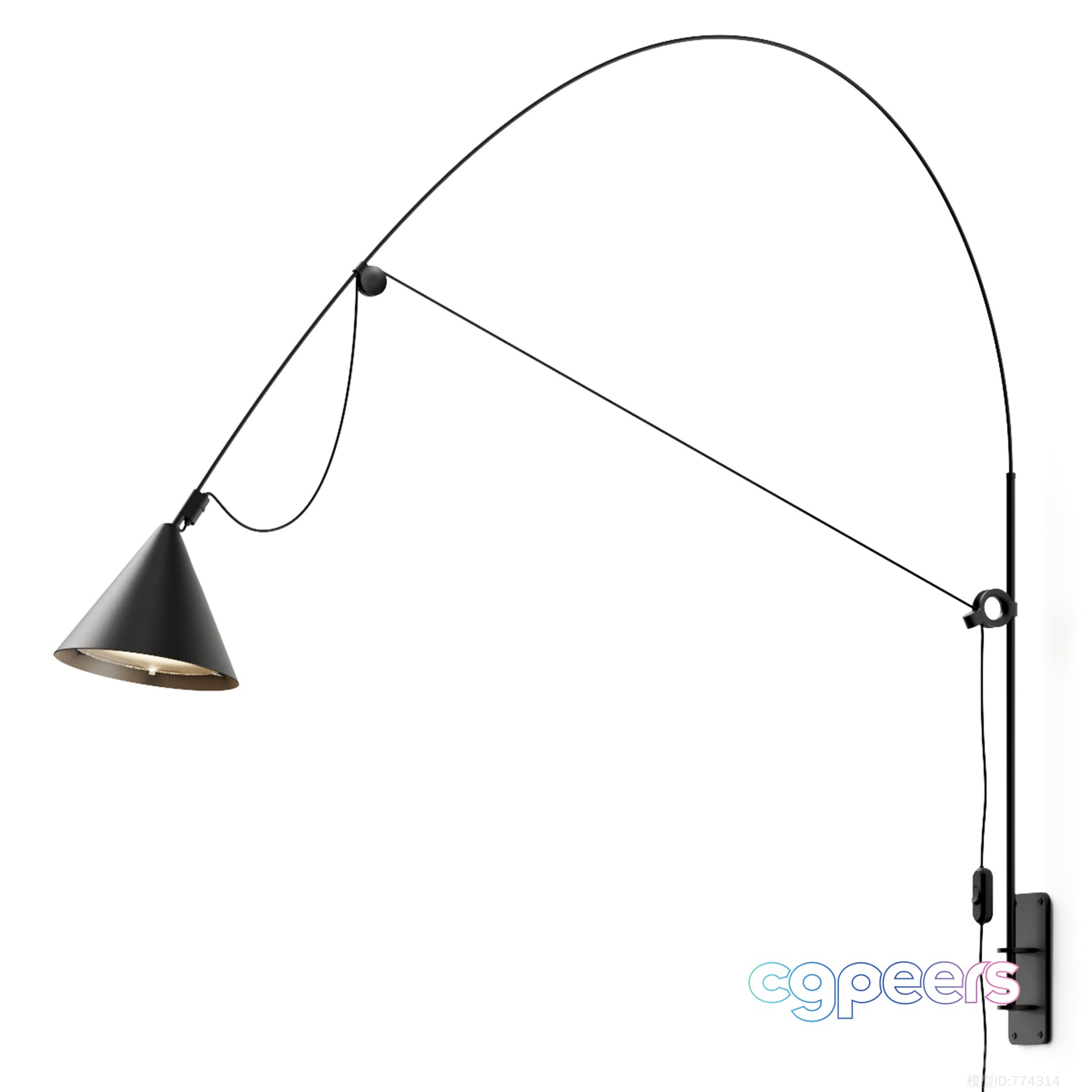 A Black Light Fixture 3D Model - 341 - VRAY Render
