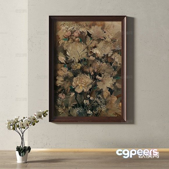 A Framed Painting Of Flowers 3D Model - 16536 - VRAY Render