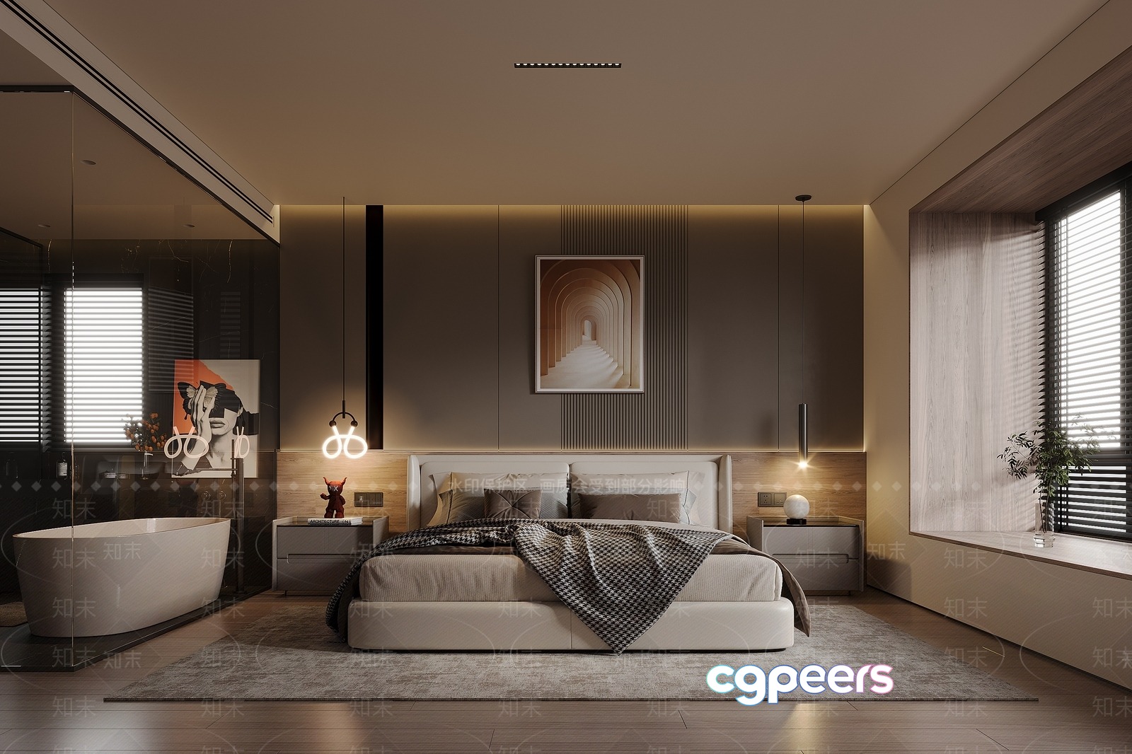 Modern Master Bedroom 3D Model - 6856 - VRAY Render