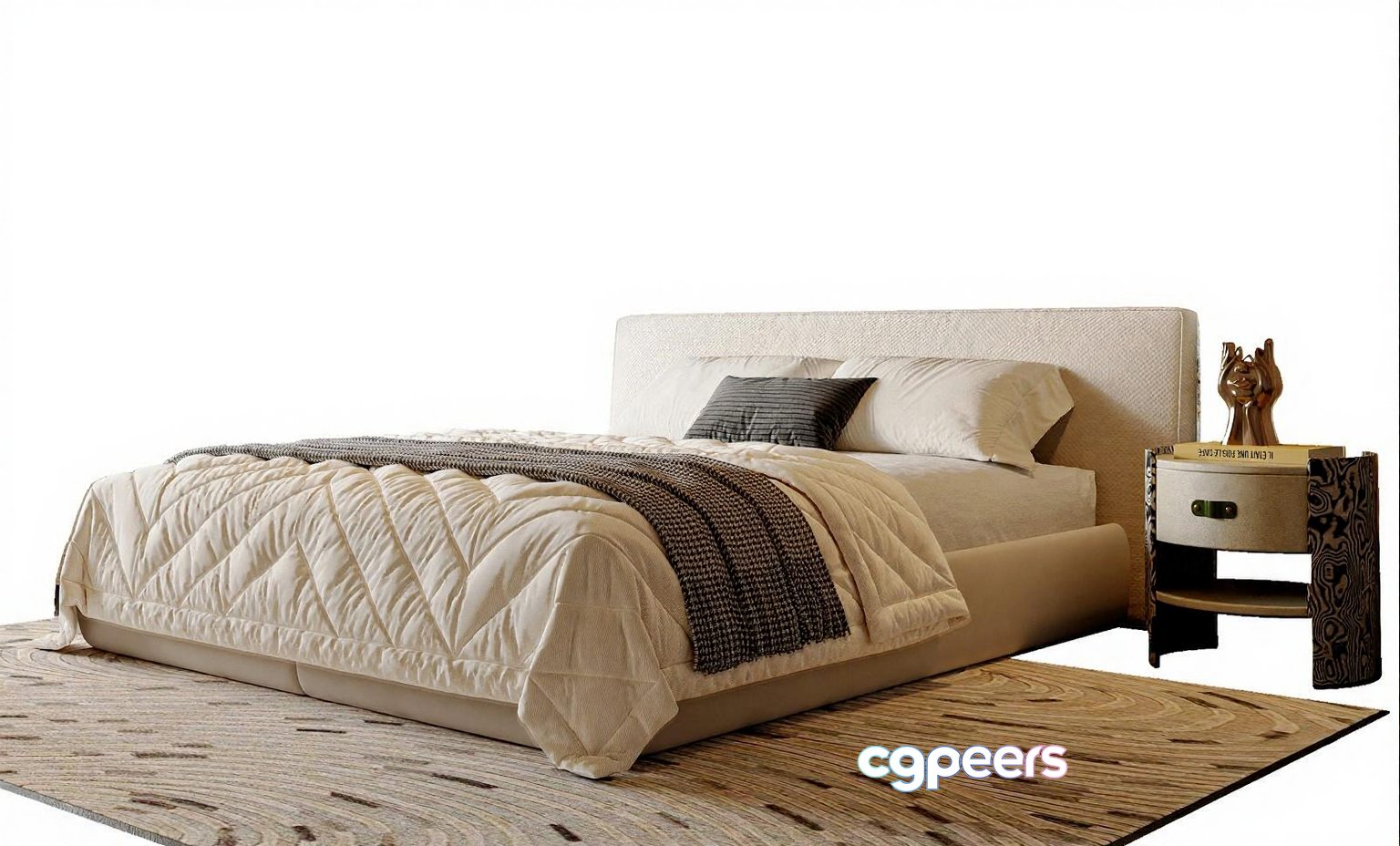 A Bed With A White Headboard 3D Model - 13512 - VRAY Render A Bed With A White Headboard 3D Model - 13512 - VRAY Render