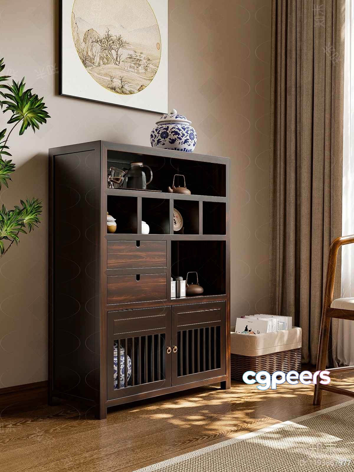 A Wooden Cabinet 3D Model - 6757 - VRAY Render A Wooden Cabinet 3D Model - 6757 - VRAY Render