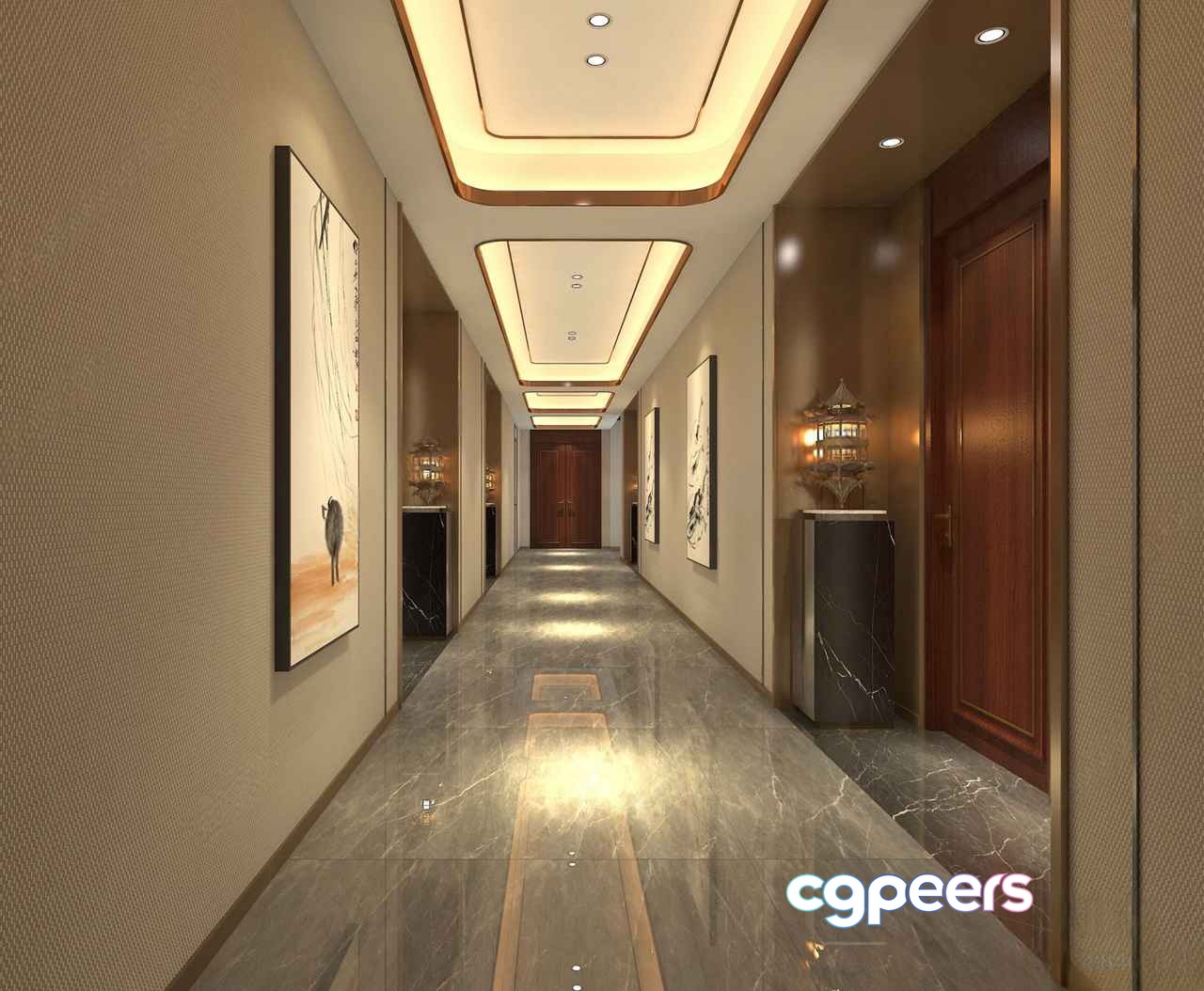 Modern Hallway 3D Model - 11224 - VRAY Render