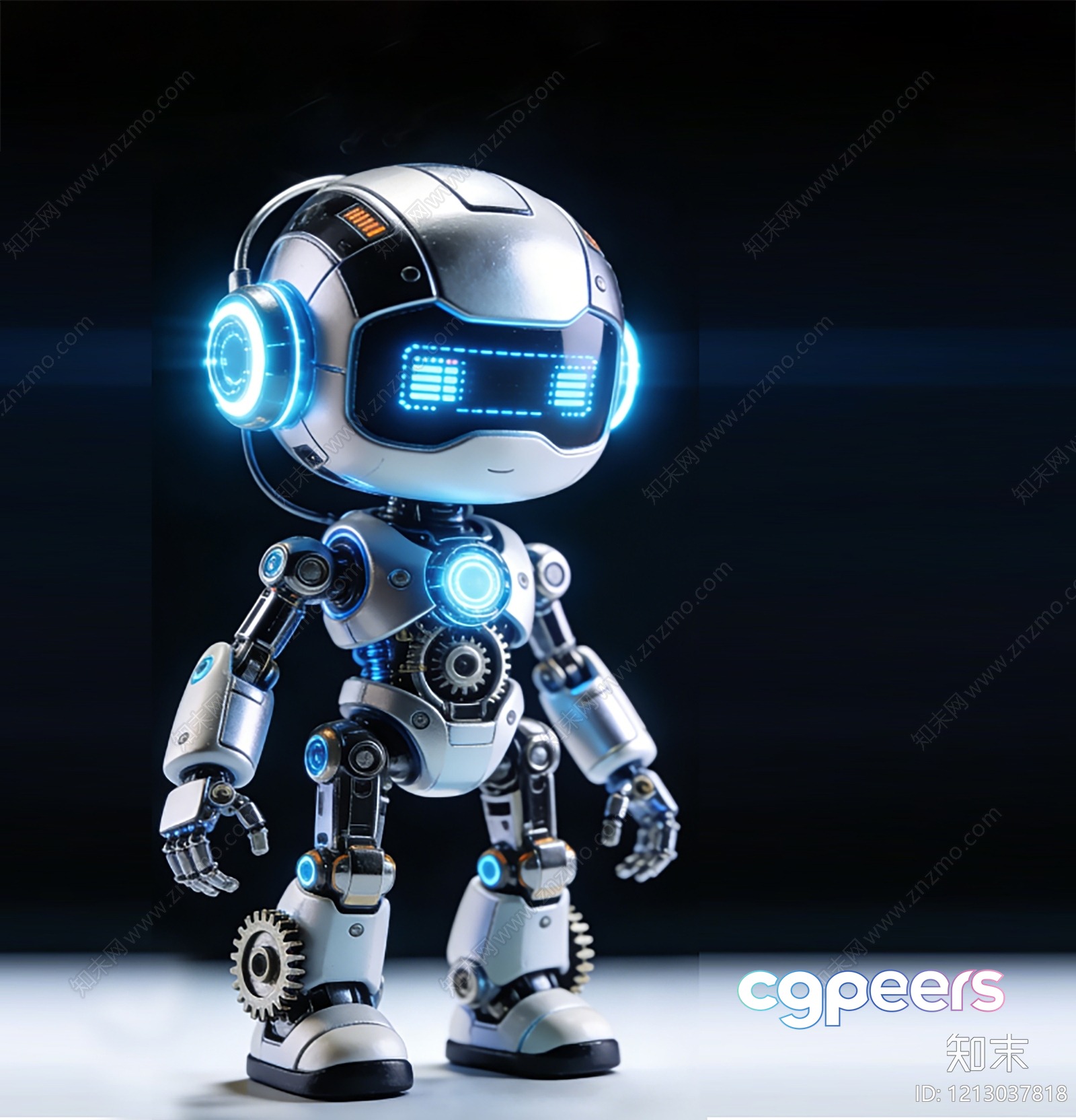 A Robot With Glowing Blue Eyes 3D Model - 4721 - VRAY Render