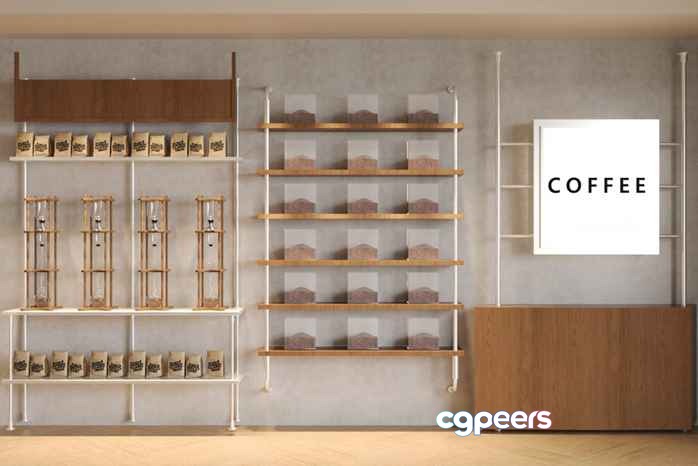 Coffee Shop Display 3D Model - 5557 - CORONA Render