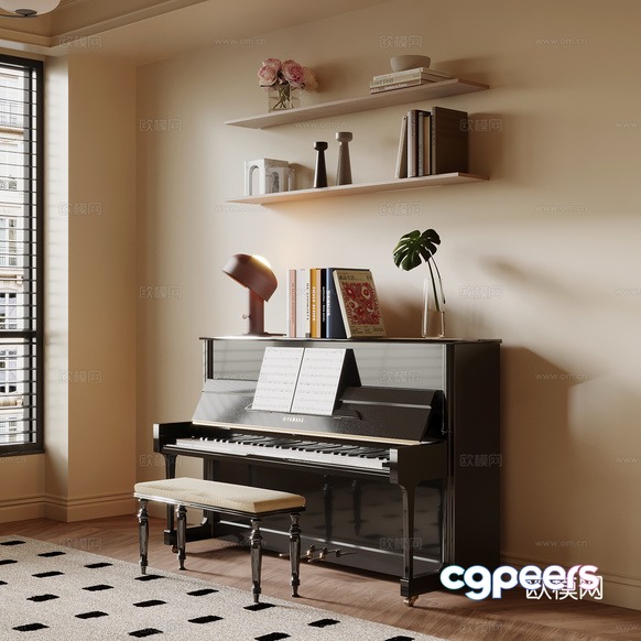 A Piano And Bench 3D Model - 21042 - VRAY Render A Piano And Bench 3D Model - 21042 - VRAY Render